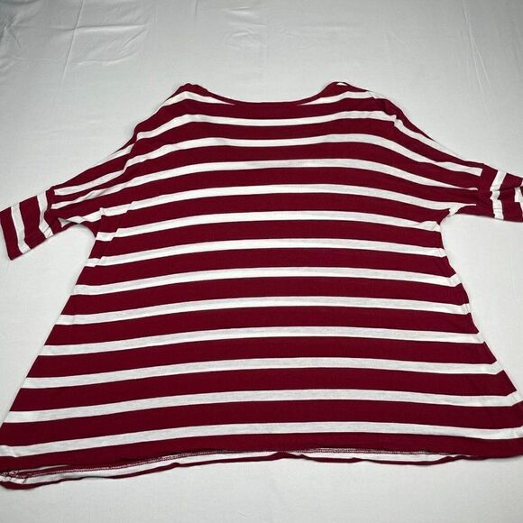 AG Adriano Goldschmied Oversized Red Striped Dolman Tee - Picture 2 of 8